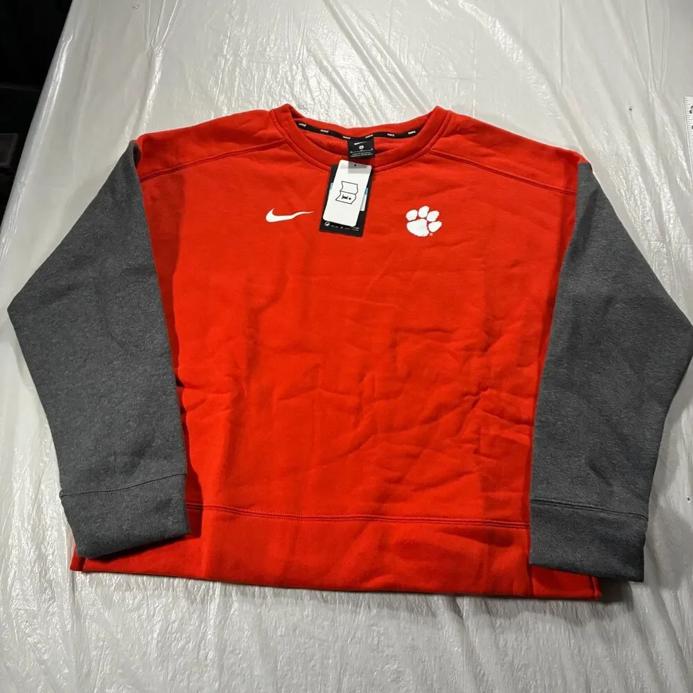 NEW Nike Clemson Tigers Sideline Sweatshirt Womens M Orange Crewneck Stretch